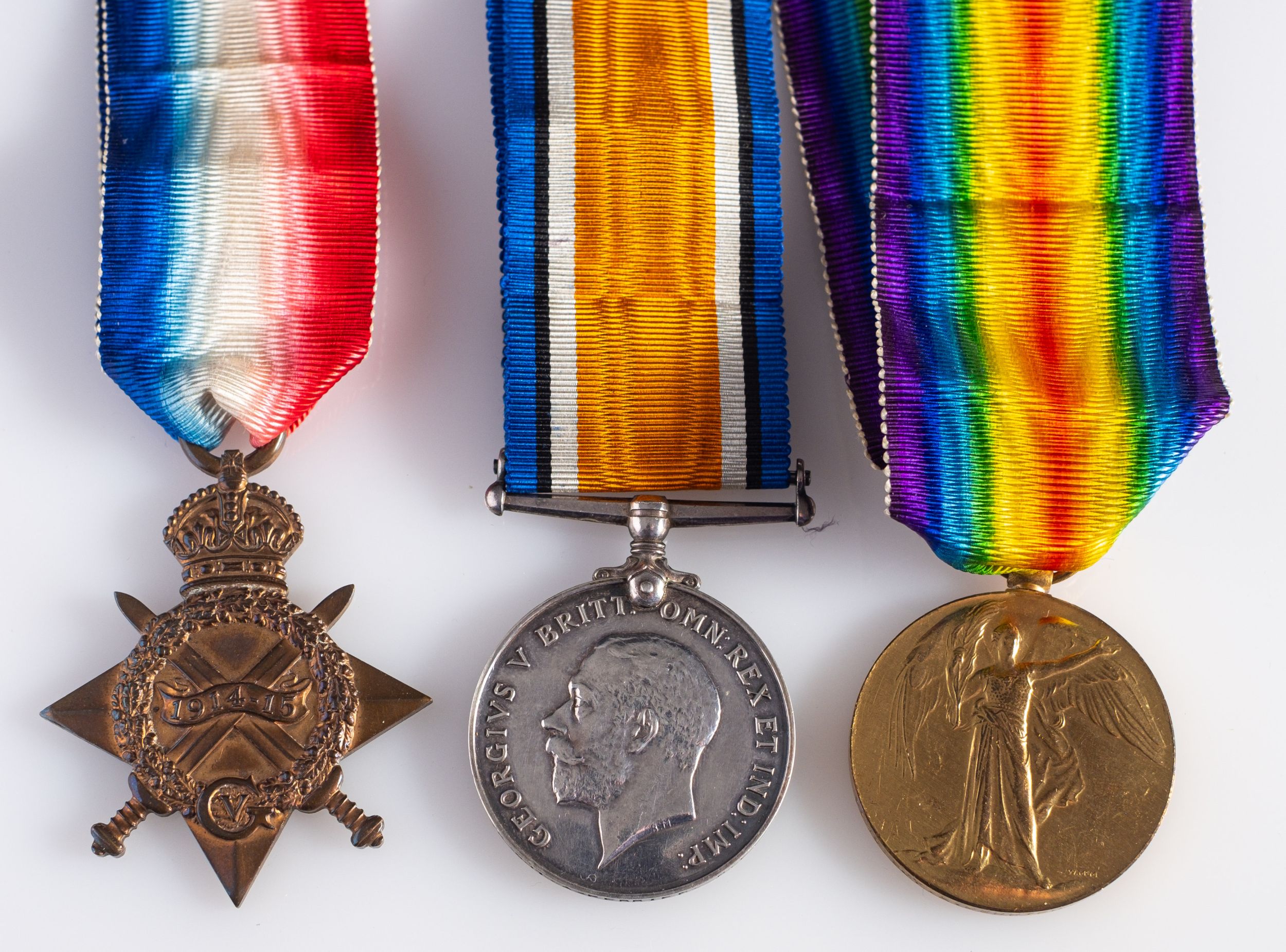 A WWI trio consisting of 1914-15 Star, War Medal, and Victory Medal, ' 6848 C Pl. A.Perrier R.