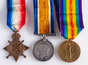 A WWI trio consisting of 1914-15 Star, War Medal, and Victory Medal, ' 6848 C Pl. A.Perrier R.