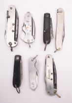 A group of seven various Royal Navy and similar knives, various makers including Thompson,