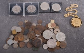 A collection of mixed world coins, including a German 1894 5 mark piece etc.
