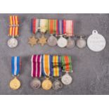 A WWI miniature group of four, together with a WWII group of five, three other miniature medals,