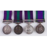 A group of four Elizabeth II Army General Service Medals, '23052319 Gnr R.D Brooks R.