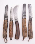 A group of four 19th century English pocket knives, various makers including M G Long, Turner,