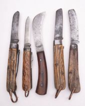 A group of four 19th century English pocket knives, various makers including M G Long, Turner,