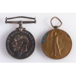 A WWI pair War Medal and Victory Medal, ' 17501Pte R. Creswell R IR Rif'.