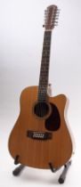 A Gear4Music Electro-Acoustic DN-212NT 12-string guitar.