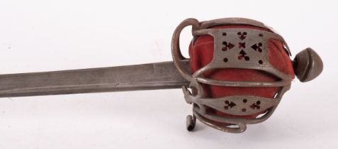 A 19th century British Regimental basket-hilted broadsword, unsigned,