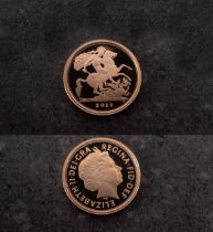 A Royal Mint 2013 quarter sovereign,