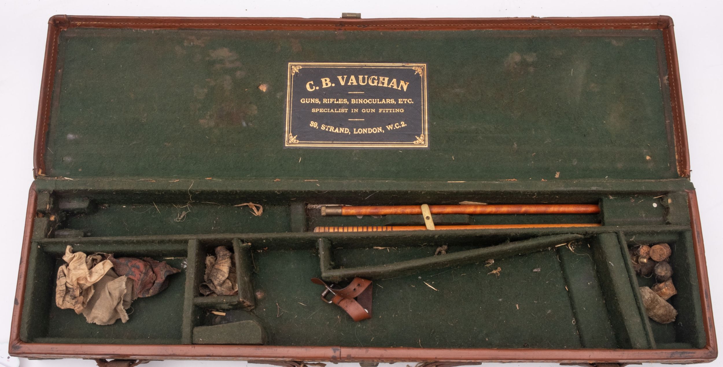 An early 20th century canvas and leather gun case, maker C B Vaughan. - Image 3 of 3