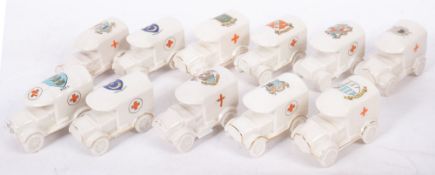 A group of eleven WWI period crested ware Ambulances,