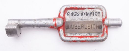 GWR/BR-W Tyers No 9 aluminium single line key token, 'Kings Nympton- Umberleigh, 19.