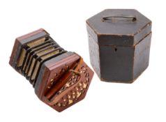 WITHDRAWN LOT An early 20th century Old Anglo concertina and case.