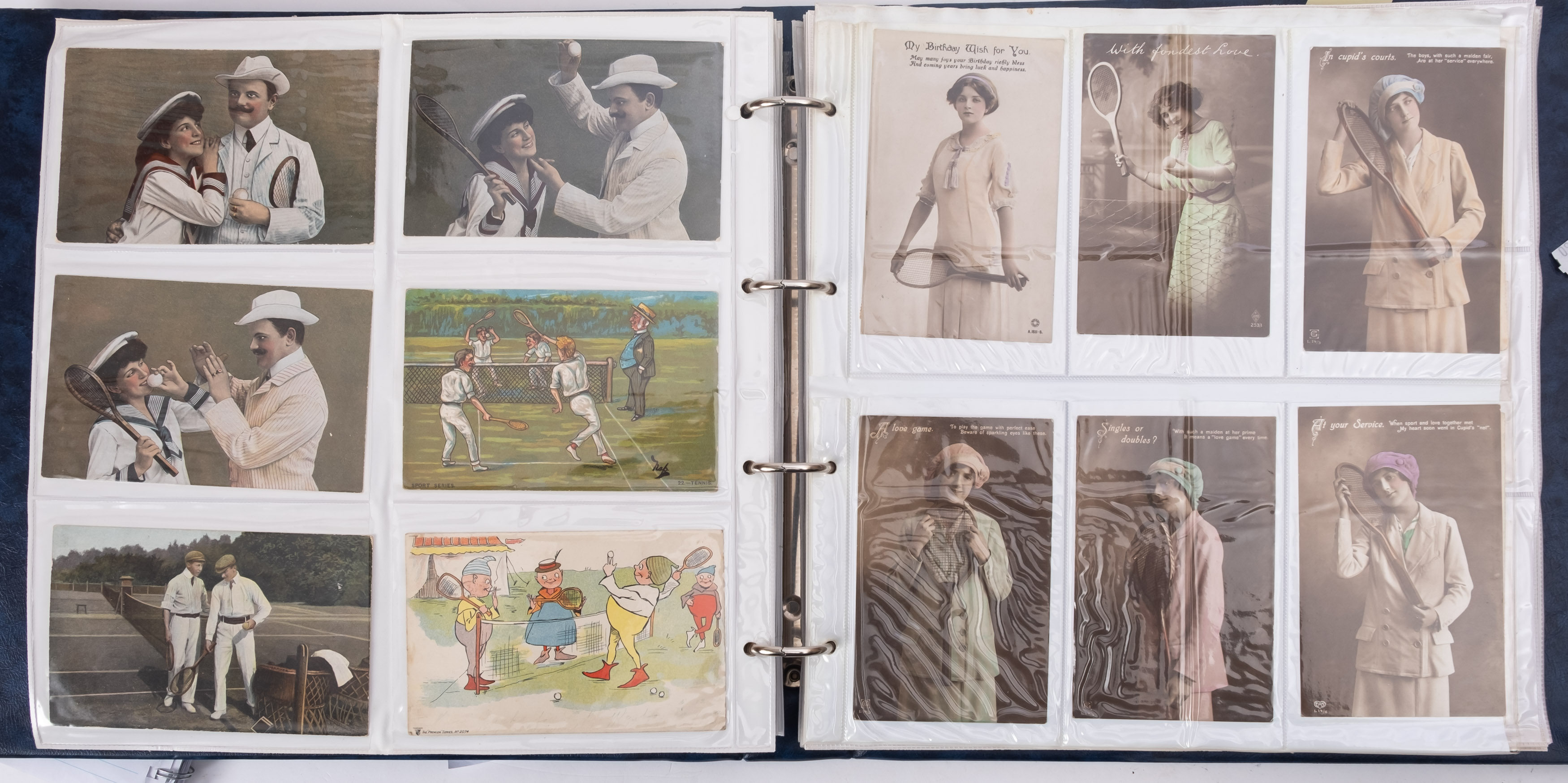 An album of Tennis postcards approximately 360 cards, photographic, comic, romantic and educational, - Image 8 of 9