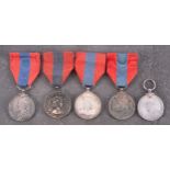 A group of five Imperial Service Medals, GRV to ERII, three in cases of issue.