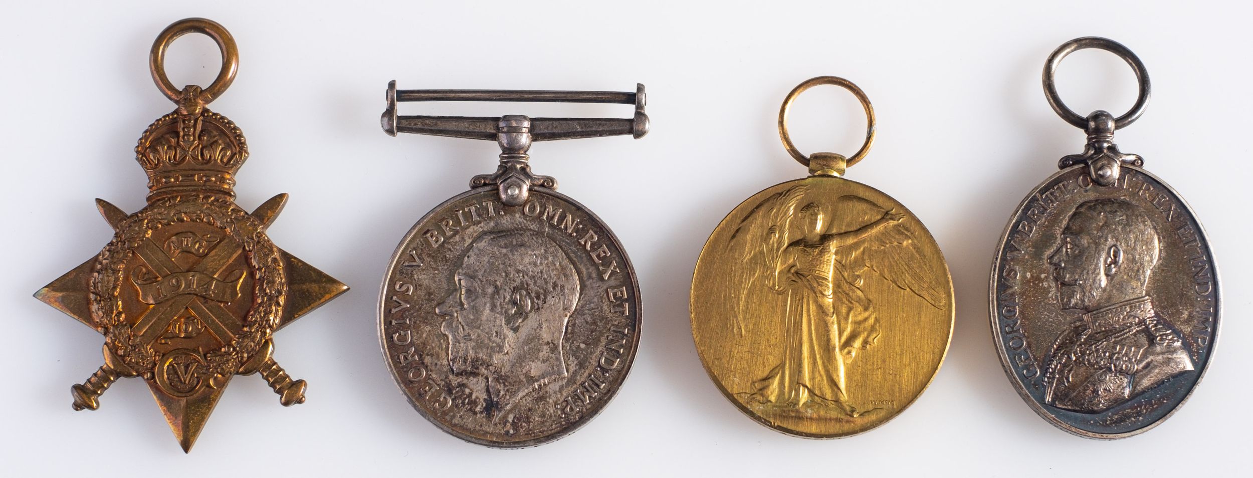 A WWI group four, 1914 Star, War Medal, Victory Medal, and Territorial Force Efficiency Medal,