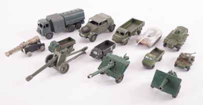 Corgi, Dinky and others. An unboxed group of military vehicles, including no.