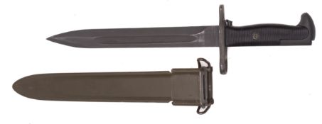 An American Garand M1 pattern bayonet, maker Fork & Hoe Co, the blade stamped 'AFS',
