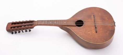An early 20th century Italian ten string mandolin musical instrument, 65.
