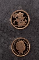 A Royal Mint 2010 quarter sovereign,