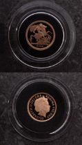 A Royal Mint 2014 quarter sovereign, boxed.