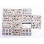Seven Wheatley alloy Fly Fishing boxes containing mostly dry flies some wet,