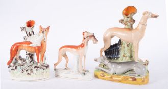 A group of three 19th century Staffordshire figures,