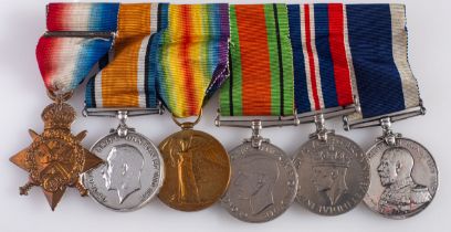 A WWI group of six, 1914 Star with clasp, War Medal, Victory Medal, Defence Medal,