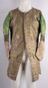 An 18th-century, possibly George II, and later altered gentleman's long-sleeve silk waistcoat,