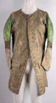 An 18th-century, possibly George II, and later altered gentleman's long-sleeve silk waistcoat,