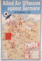 Original vintage propaganda poster depicting World War Two Allied Air Offensive against Germany up