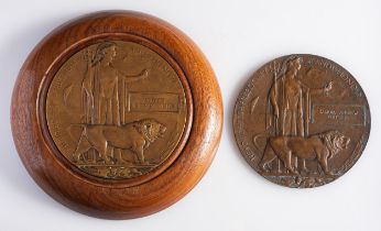 Two WWI bronze Memorial Plaques,