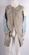 An 18th-century gentleman's blue silk tailcoat,