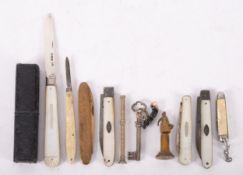 A group of 19th century and later silver and mother of pearl fruit knives, various makers and dates,