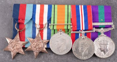 A WWII group of five, 1939-45 Star, France and Germany Star, Defence Medal, War Medal,