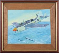 Stephen Smith (British, 20th Century) Spitfire Watercolour 27 x 37cm Together with Petter de Witt ,