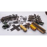 An early 20th century Tinplate Clockwork train set and track,