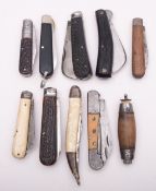 A group of eleven various pocket knives, various makers including J Howill & Sons, Brooksbank,