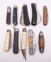 A group of eleven various pocket knives, various makers including J Howill & Sons, Brooksbank,