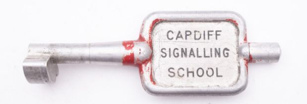 GWR/BR-W Tyers No 9 aluminium single line key token, 'Cardiff Signalling School', 19.