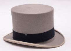 A grey felt top hat, maker Christys of London, size 55.