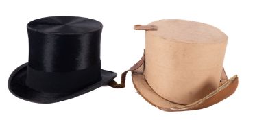 Two black felt top hats by Bates, London, both size 54.