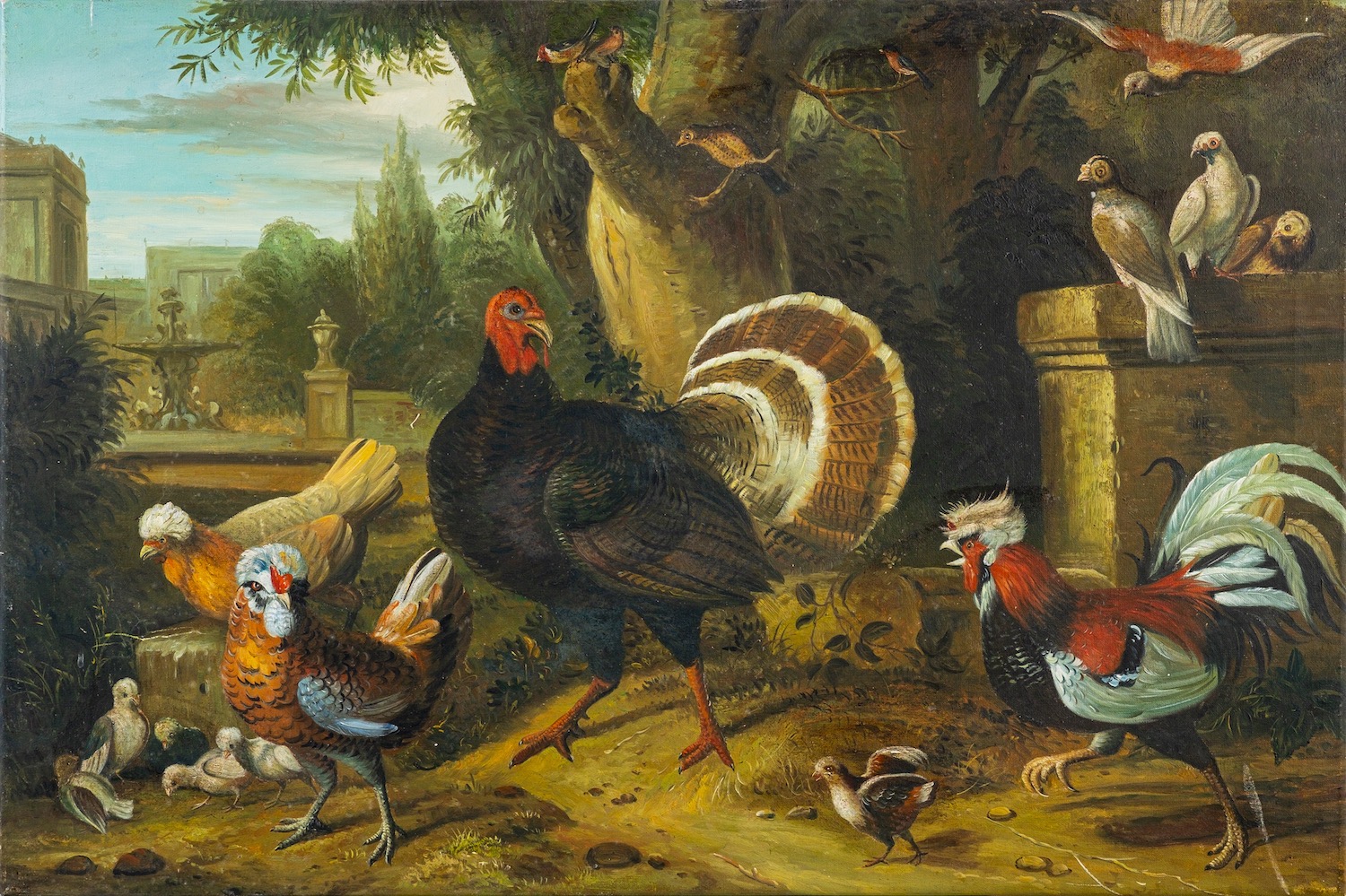 British School (19th Century) Compositions with turkeys, roosters and other birds, - Image 2 of 4