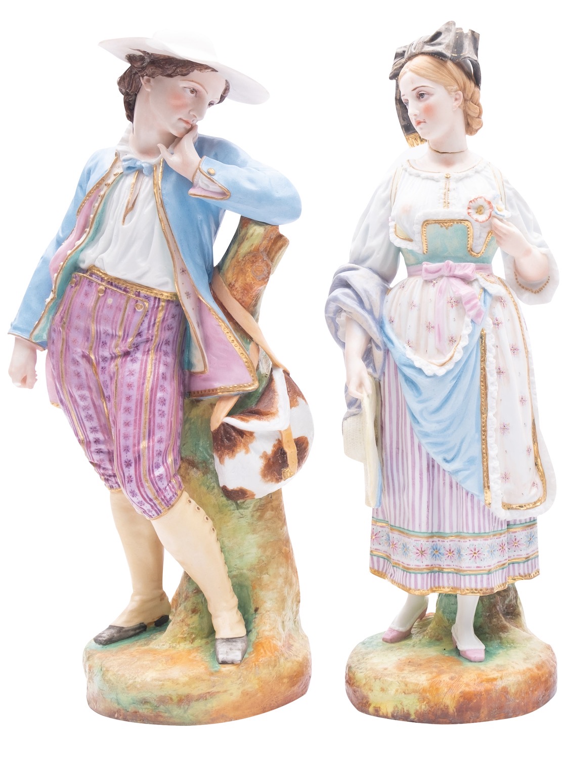 A pair of Samson porcelain figure groups after Bloor Derby originals and a pair of Coalport vases - Image 3 of 3