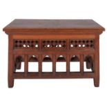 A Victorian oak side or centre table in Gothic style, late 19th century; the top with moulded edges,