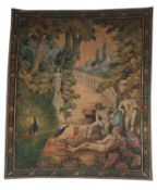 Two painted fabric wall hangings in the manner of Verdure tapestries,