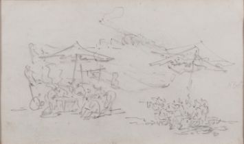 George Chinnery (British, 1774-1852) Pagoda scene Pencil drawing 10 x 16.