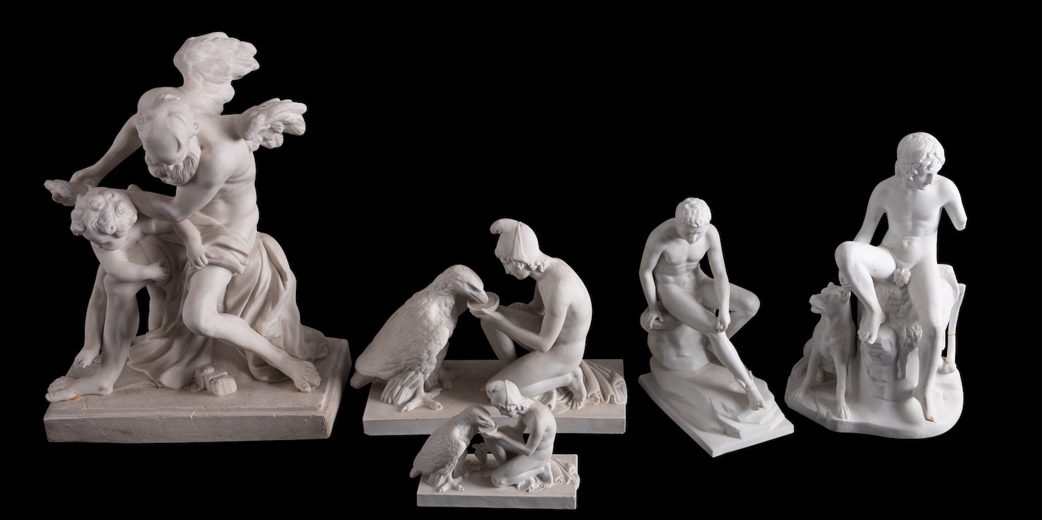 A group of four Royal Copenhagen parian figures together with five other parian figures including - Image 2 of 3