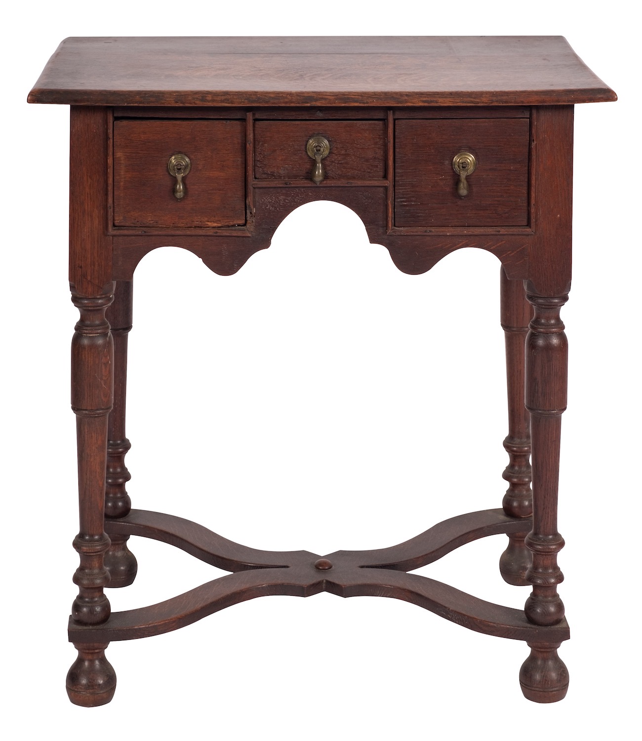 A Queen Anne or George I oak lowboy side table,