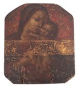 Italian 16th century school, the Madonna and Child, oil and parcel gilt detail on panel,