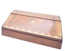 An early Victorian rosewood and brass marquetry writing slope,